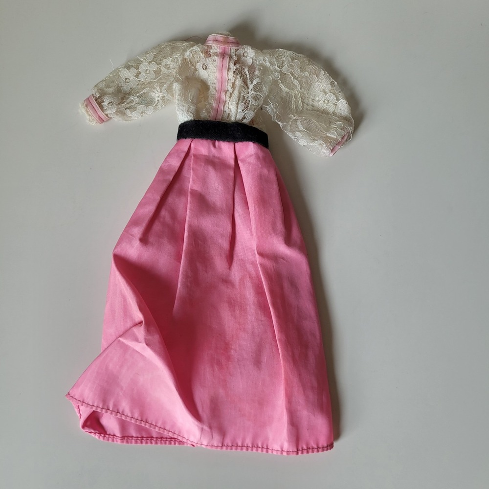 Vintage 1982 Angel Face Barbie Dress #5640 Pink Gown Lace Bodice - TLC Repair